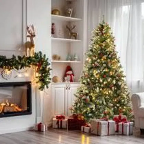 BOXED 182CM PRE-LIT & DECORATED ARTIFICIAL CHRISTMAS TREE 