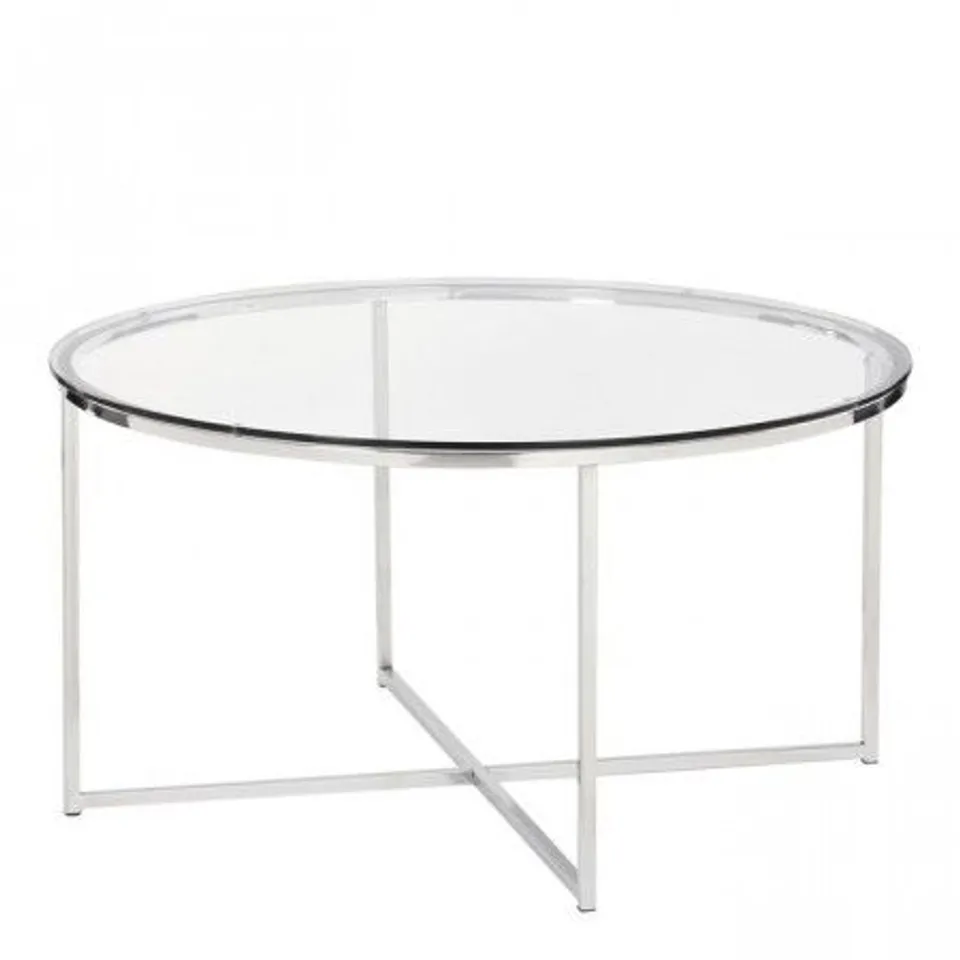 BOXED WALKER EDISON 36" COFFEE TABLE WITH X BASE - GLASS/CHROME
