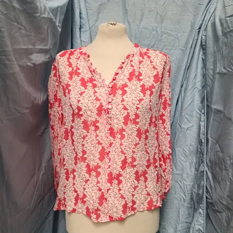 MINT VELVET WOMEN'S RED LEAF PRINT TOP, SIZE M