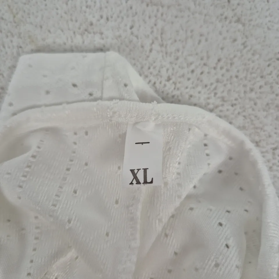 White embroidered cotton dress, women's XL