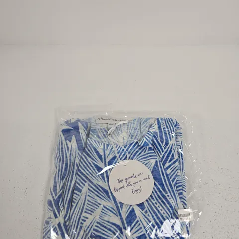 MUDFLOWER WOMEN'S PALM PRINT TOP – BLUE & WHITE, UK 12/14