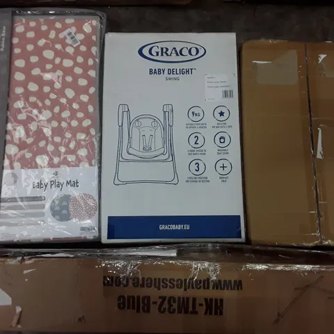 PALLET OF ASSORTED PRODUCTS INCLUDING BABY SWING, HAMMOCK STAND FOOT RELAXATION SPA AND BABY PLAY MAT ECT