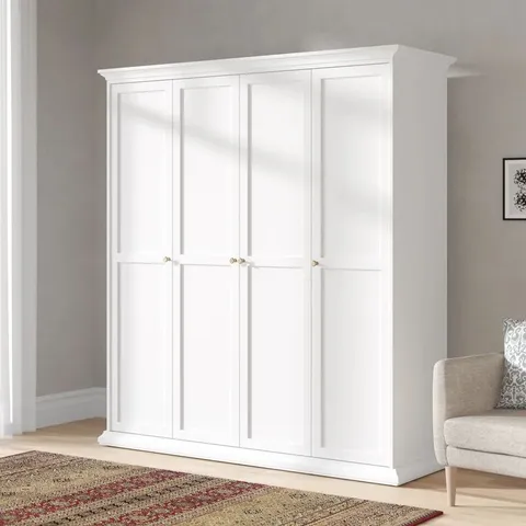 BOXED WOODBURN 4 DOOR MANUFACTERED WOOD WARDROBE (5 BOXES)