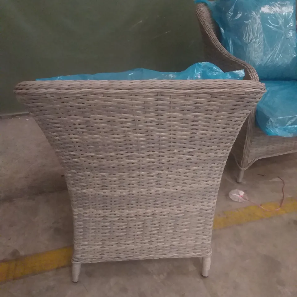 X2 RATTAN GARDEN CHAIRS GREY WITH CUSHIONS