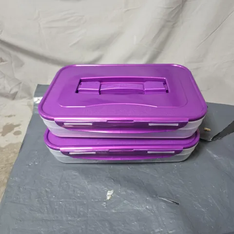 2 X 3.4L LOCK AND LOCK FOOD STORAGE CONTAINERS PURPLE BOXED
