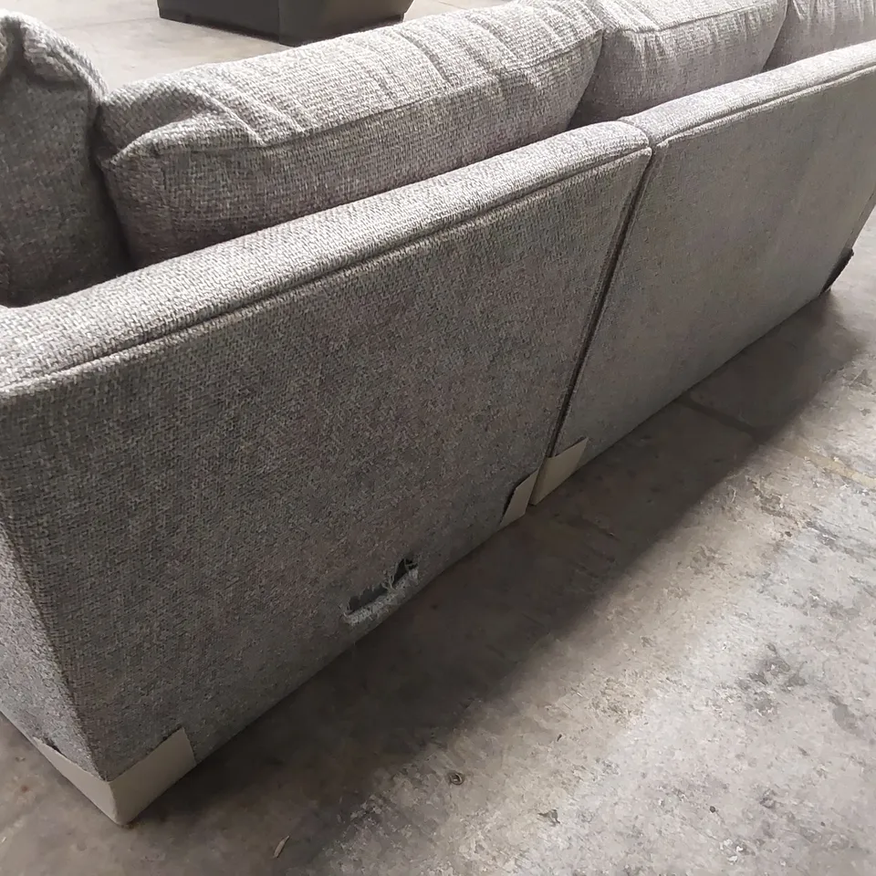 DESIGNER DURY CHUNKY WEAVE FABRIC UPHOLSTERED CORNER SOFA - GREY
