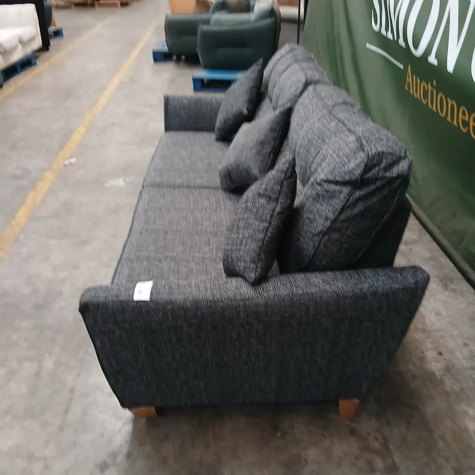 GREY FABRIC 3-SEAT SOFA WITH CUSHIONS