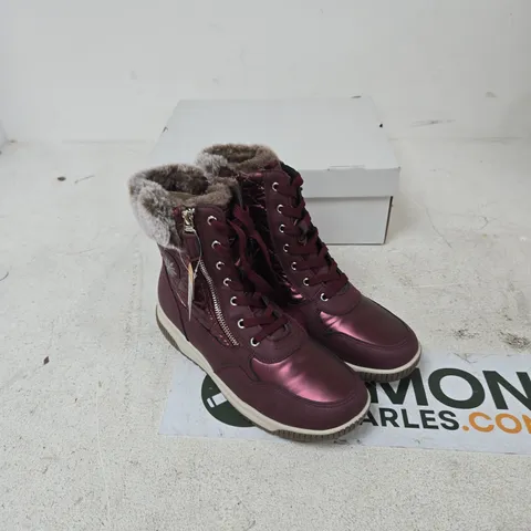 JO & JOE ST. MORITZ BURGUNDY BOOTS WITH LUXURY FUR LINING – UK SIZE 6