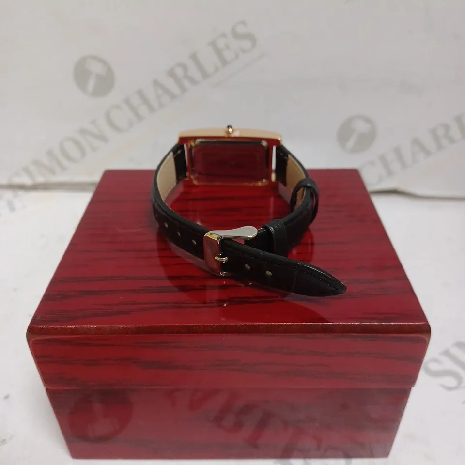LADIES STOCKWELL WATCH – TEXTURED DIAL WITH SUB DIAL MINUTE HAND – BLACK LEATHER STRAP 