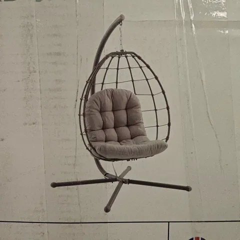 BOXED CREADAR HAMBURG HANGING EGG CHAIR IN GREY - 1 BOX