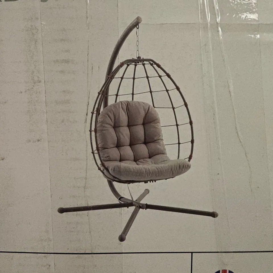 BOXED CREADAR HAMBURG HANGING EGG CHAIR IN GREY - 1 BOX