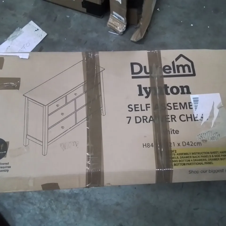 BOXED DUNELM SELF ASSEMBLY 7 DRAWER CHEST