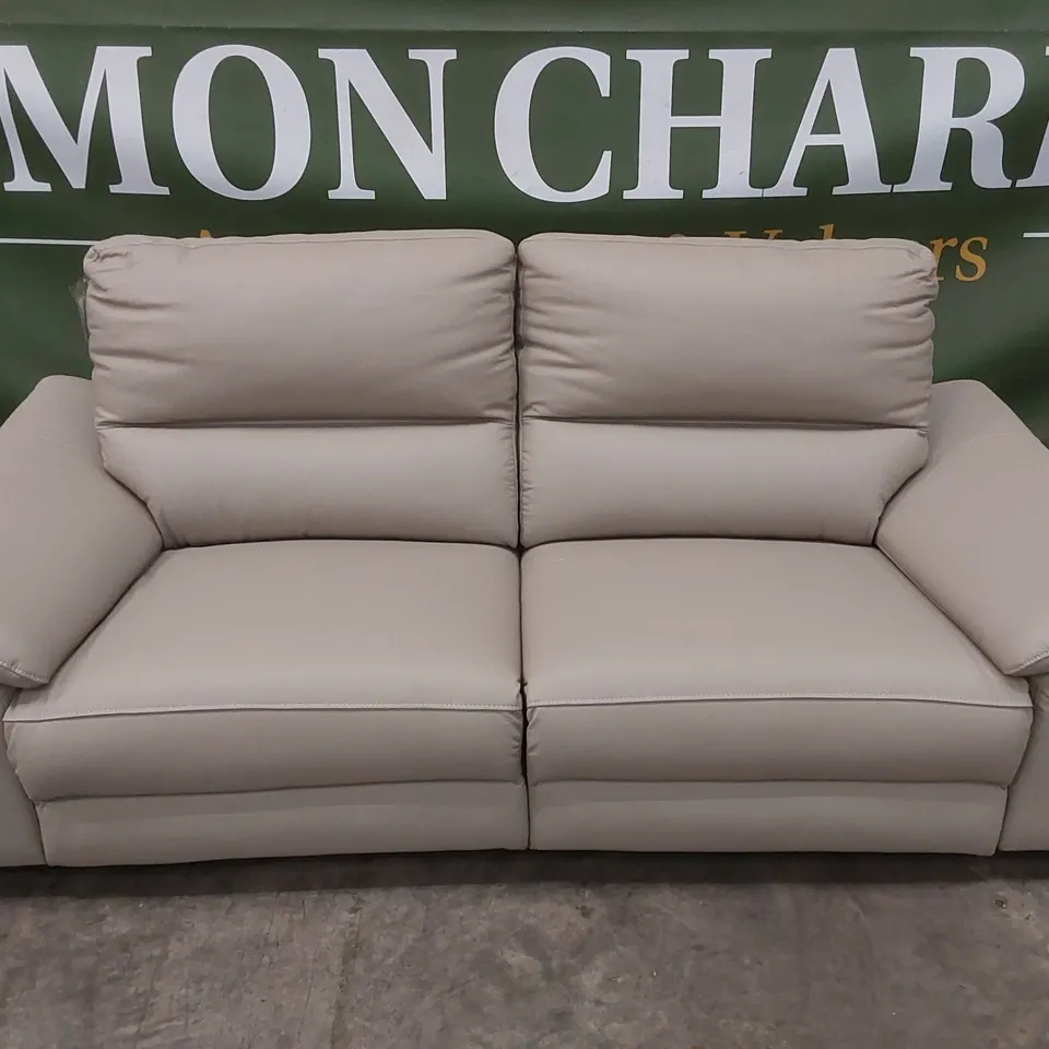PAVILION 3 SEATER LEATHER/FAUX LEATHER POWER RECLINER SOFA - SOFT GREY RRP £1049