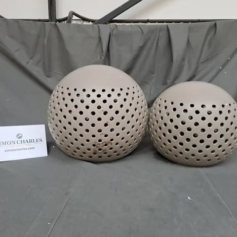 BOXED K BY KELLY HOPPEN SET OF 2 INDOOR OUTDOOR ORBS 25CM AND 30CM IN TAUPE