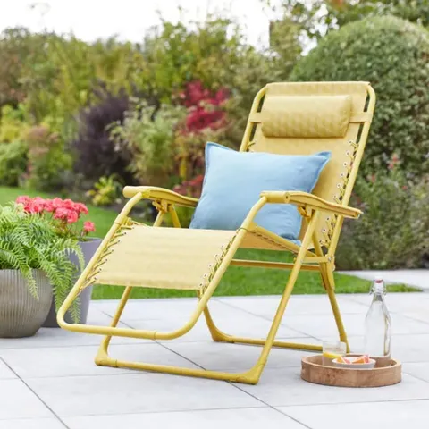 BOXED HELSINKI RECLINING SUN LOUNGER CHAIR - OCHRE (1 BOX)