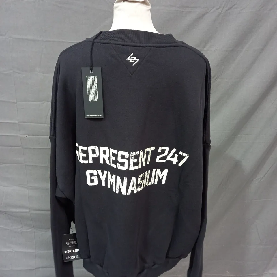 REPRESENT 247 GYMNASIUM SWEATER IN OFF BLACK - XL