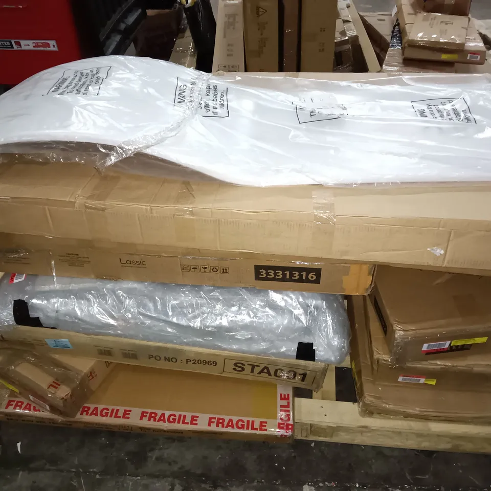 PALLET OF ASSORTED FLAT PACK FURNITURE PARTS 