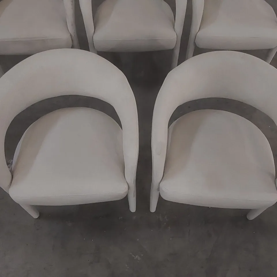 SET OF 5x DANETTI RHETT CREAM PLUSH FABRIC DINING CHAIRS