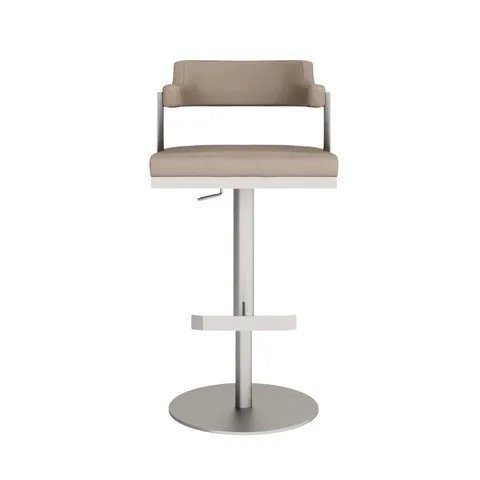 BOXED BOXED FIRENZA BARSTOOL - TAUPE PU LEATHER WITH BLACK FRAME/BASE