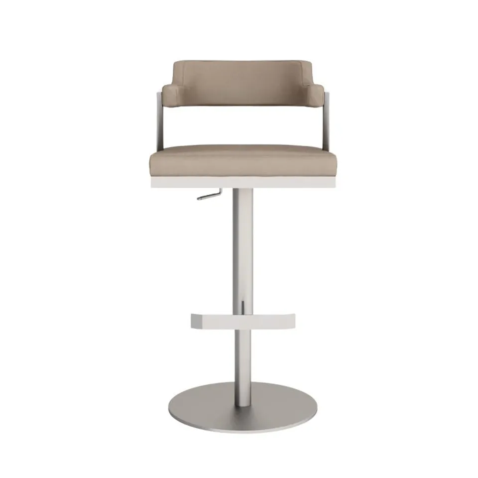BOXED BOXED FIRENZA BARSTOOL - TAUPE PU LEATHER WITH BLACK FRAME/BASE