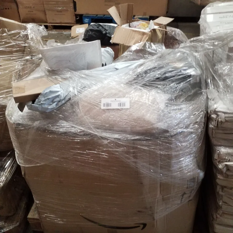 PALLET CONTAINING ASSORTED PRODUCTS INCLUDING MASSAGE STICK, CLOTHING & SHADE SAIL