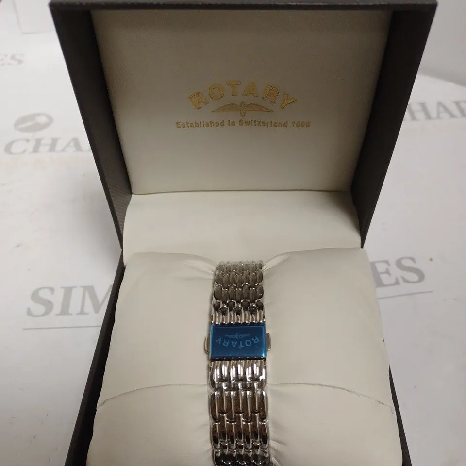 BOXED ROTARY LADIES SPARKLE SILVER WRIST WATCH 