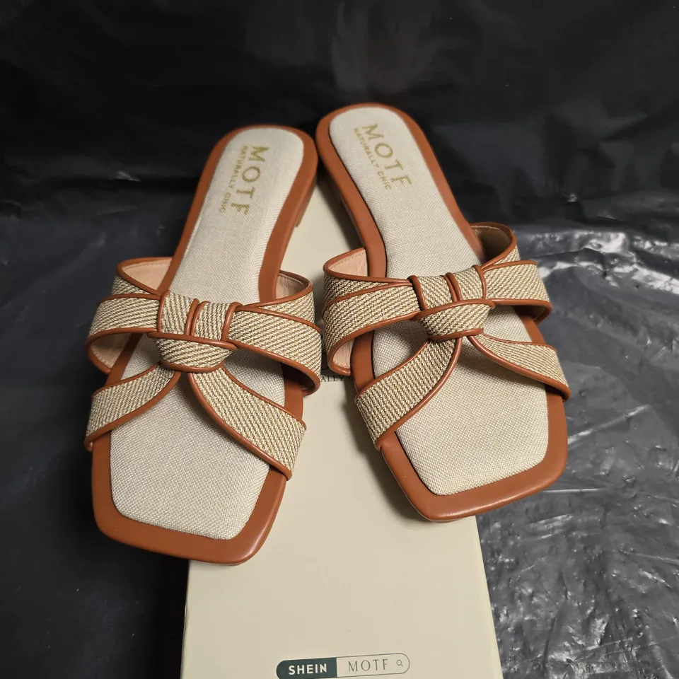 SHEIN MOFT NATURALLY CHIC CROSS-STRAP SANDALS – WOMEN'S, BEIGE/TAN SIZE 38