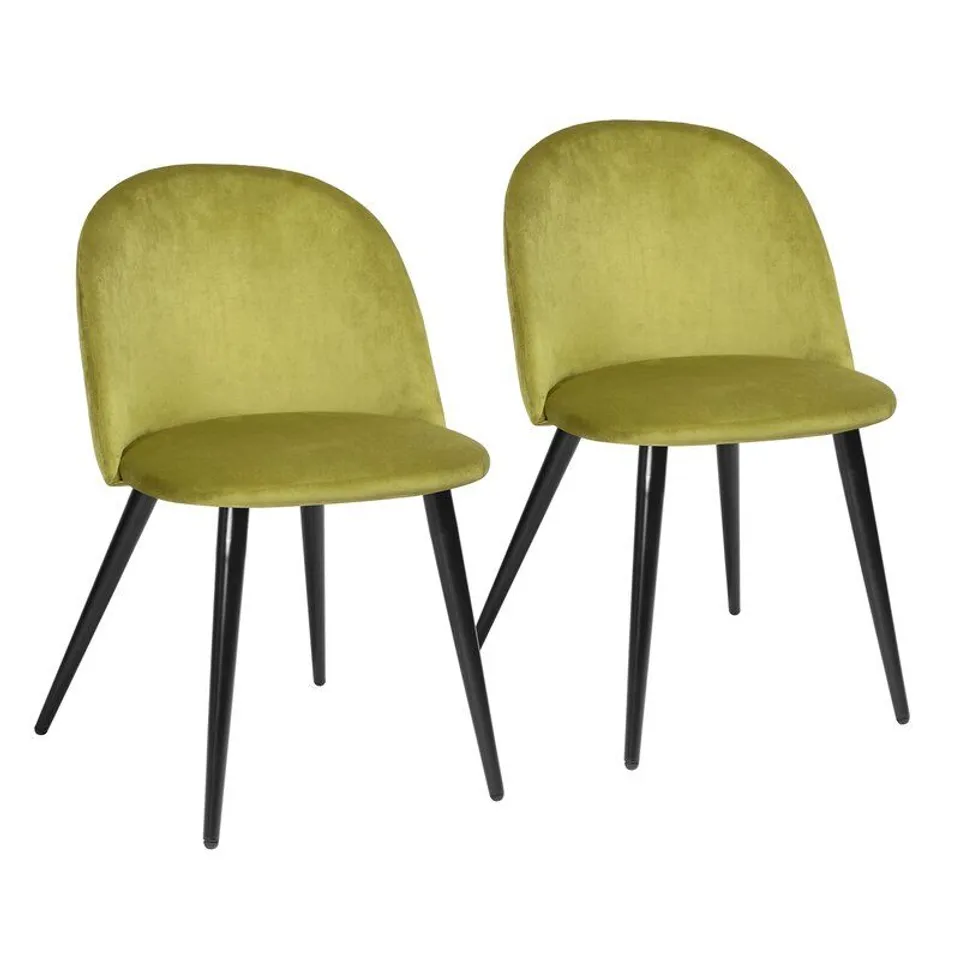 BOXED DUNGORBERY YELLOW UPHOLSTERED DINING CHAIR WITH BLACK LEGS
