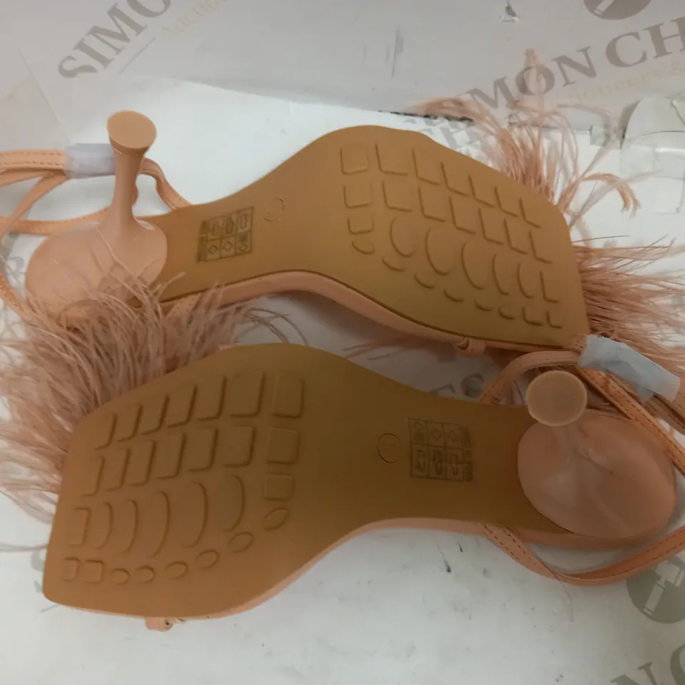 PUBLIC DESIRE STRAPPY FEATHER HEELS UK SIZE 5