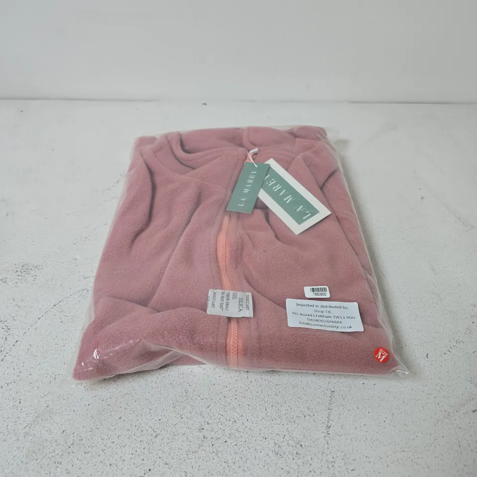 LA MAREY CORAL RED FLEECE JACKET - SIZE M 