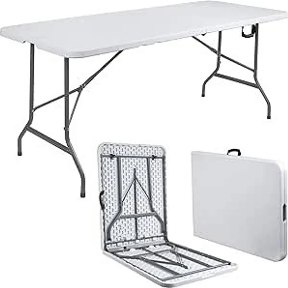 BOXED ANJI DEPOT 6FT TRESTLE TABLE HEAVY DUTY FOLDING TABLE - WHITE