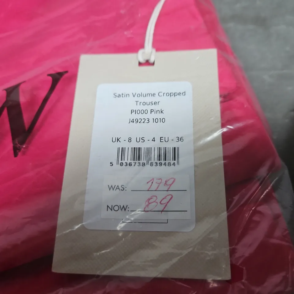 JIGSAW SATIN VOLUME CROPPED TROUSERS – PINK, UK 8