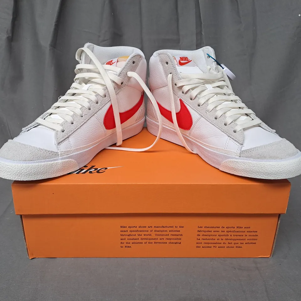 BOXED PAIR OF NIKE BLAZER MIS '77 PRO CLUB SHOES IN WHITE/RED UK SIZE 9.5