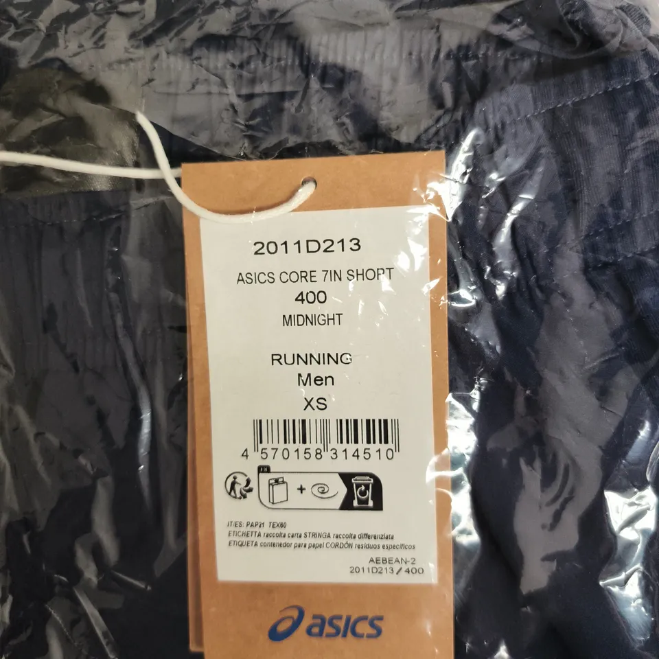 ASICS CORE 7IN SHORT RUNNING SHORTS – MEN’S XS, MIDNIGHT NAVY