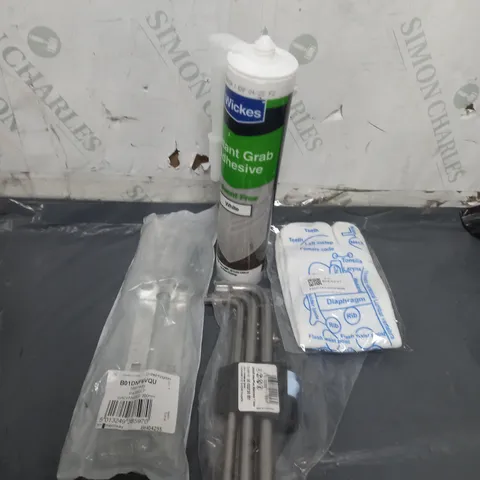 APPROXIMATELY 10 ASSORTED HOUSEHOLD ITEMS TOO INCLUDE , ADHESIVE , TOOL KITS , ETC