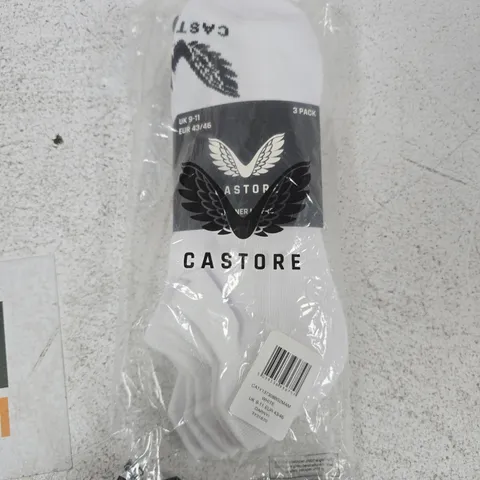 CASTORE WHITE SOCKS – 3 PACK, UK 9-11 