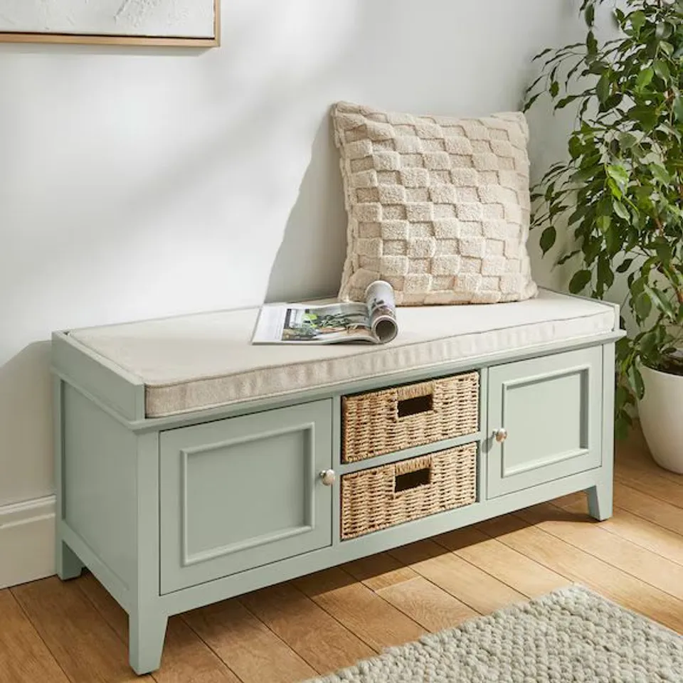 JULIPA KNIGHTON FULLY ASSEMBLED STORAGE BENCH SAGE 1 PIECE BOXED