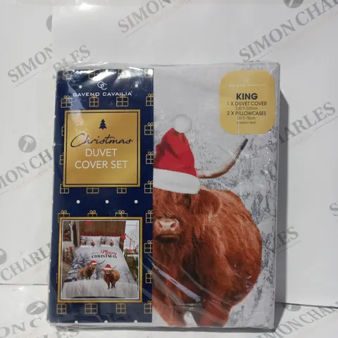 GAVENO CAVAILIA CHRISTMAS DUVET COVER IN WINTER HIGHLAND COW DESIGN - KING SIZE