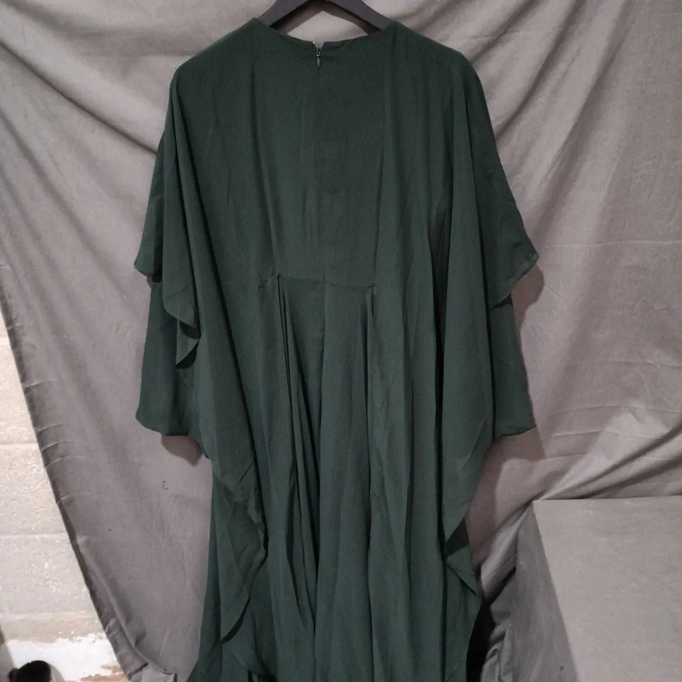 VEILED NEW YORK EMERALD DRAPED CHIFFON MAXI DRESS – SIZE S