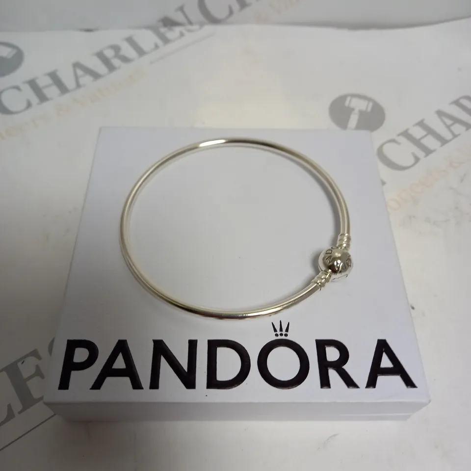 BOXED PANDORA MOMENTS SILVER CHARM BANGLE