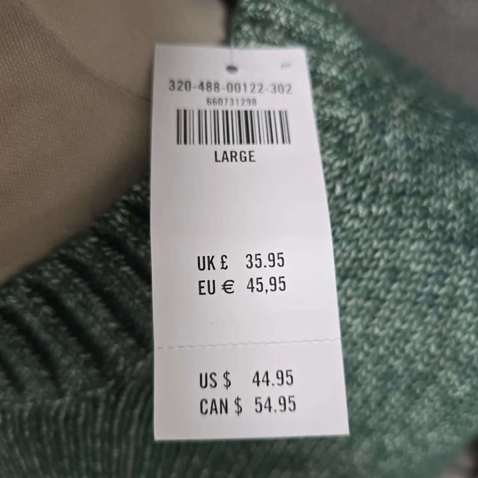 HOLLISTER GREEN KNIT CREW NECK JUMPER - LARGE