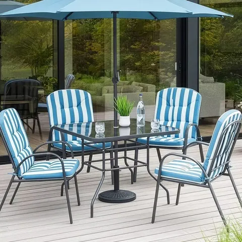 BOXED DEVON 6-PIECE DINING SET - BLUE (1 BOX)