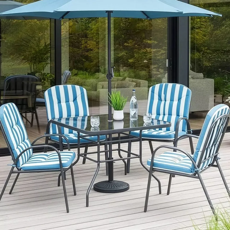 BOXED DEVON 6-PIECE DINING SET - BLUE (1 BOX) RRP £350