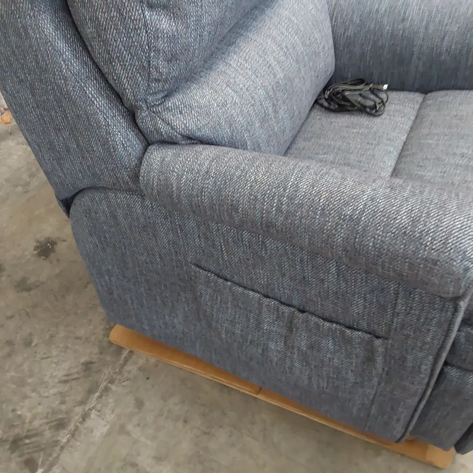 QUALITY BRITISH DESIGNER G PLAN NEWMARKET SMALL DUEL ELEVATE EASY CHAIR PIERO THUNDERSTORM FABRIC 