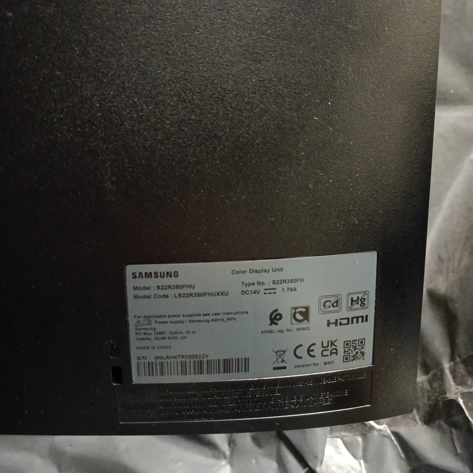 SAMSUNG 22" MONITOR S22R350FHU – BLACK, ON DESK STAND