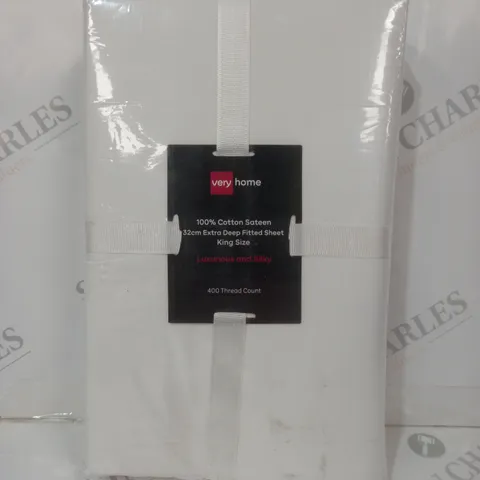 VERY HOME COTTON SATEEN EXTRA DEEP FITTED SHEET - KING SIZE