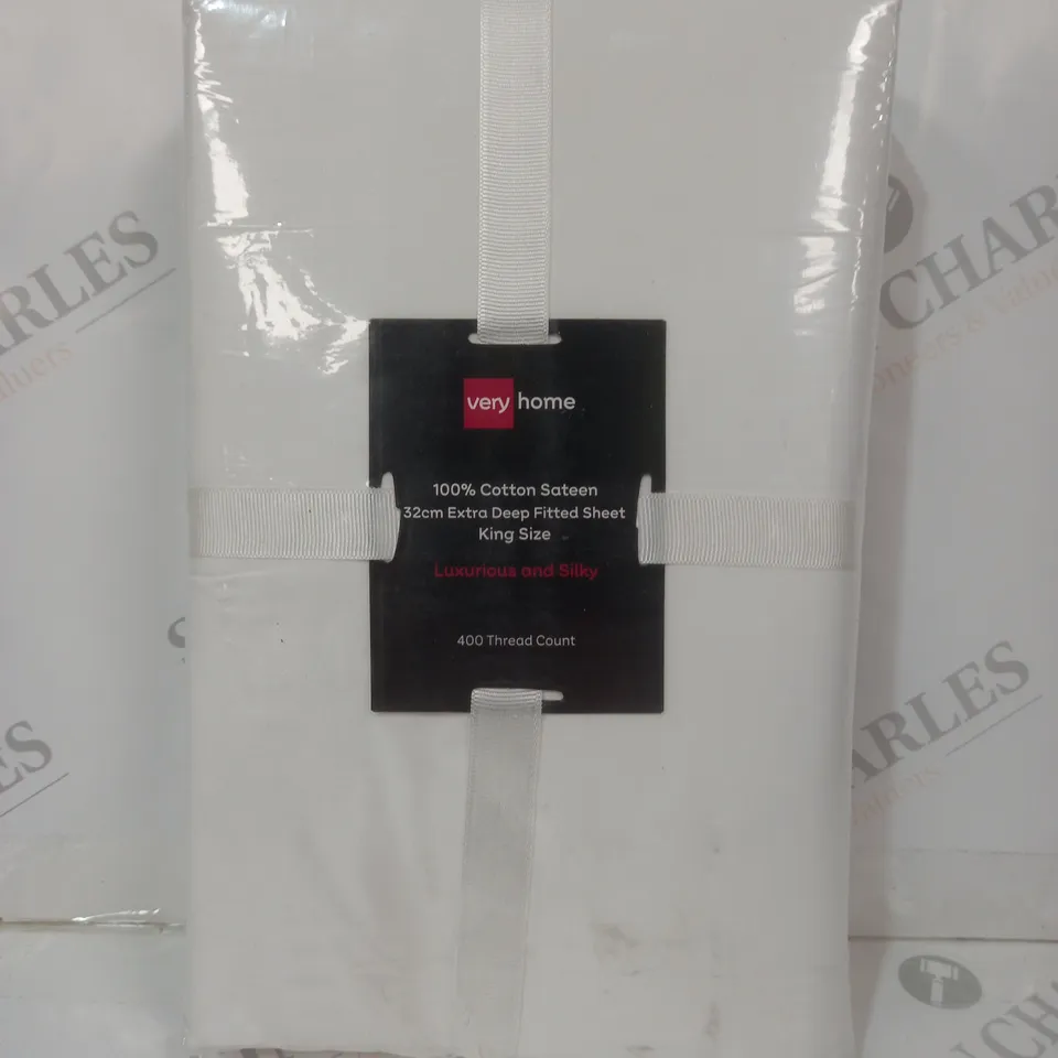 VERY HOME COTTON SATEEN EXTRA DEEP FITTED SHEET - KING SIZE