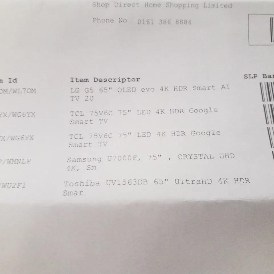 PALLET CONTAINING 5 DAMAGED TVS