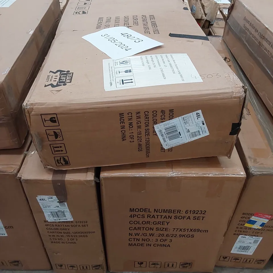 BOXED THE TATTON LARGE GREY CORNER RATTAN 6 SEAT SOFA SET (3 BOXES)