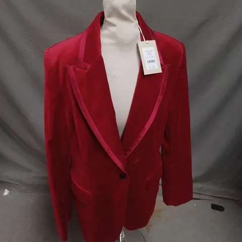 JIGSAW ASHBY VELVET BLAZER IN RED SIZE 14